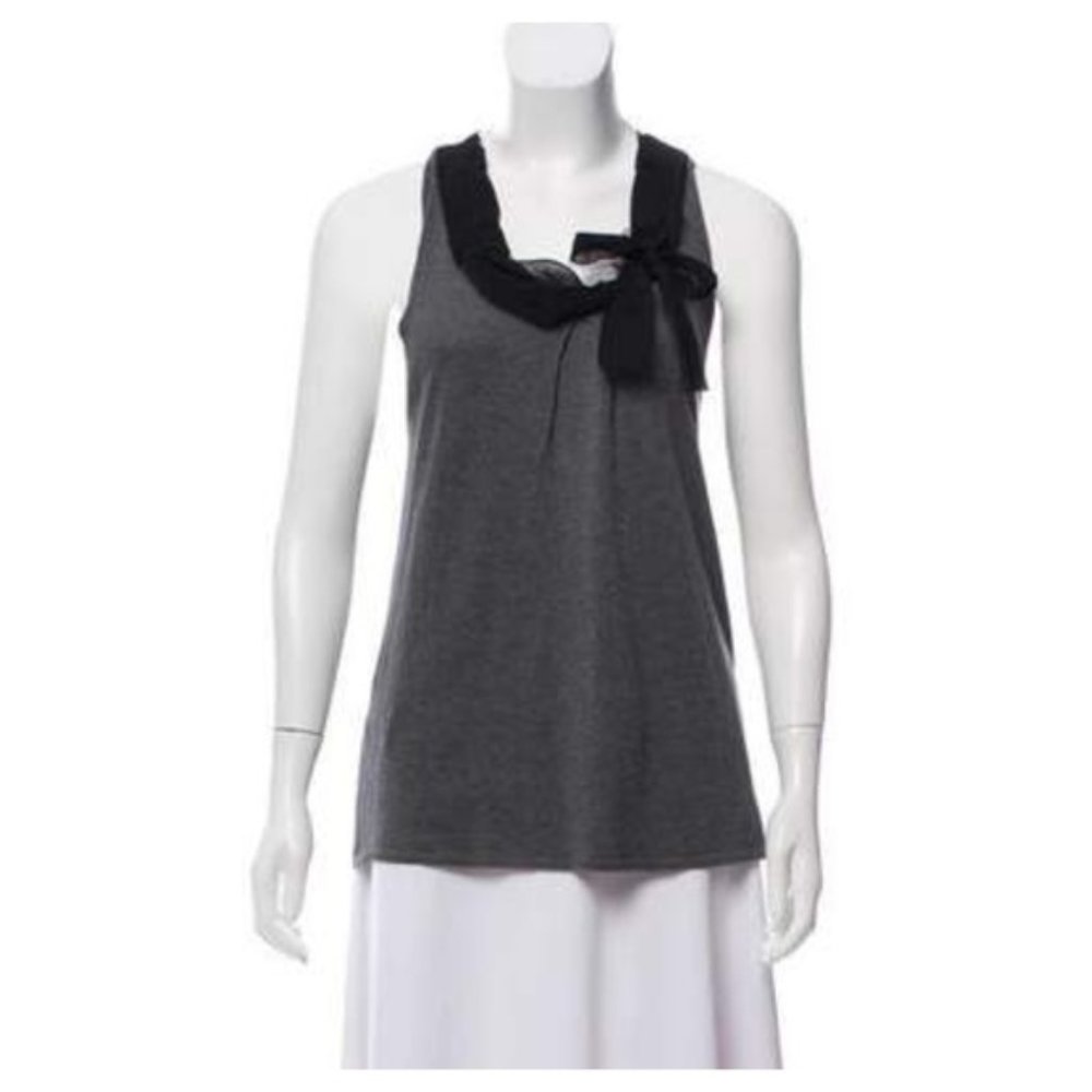 BCBG MaxAzria Silk Blend Bow Sleeveless Top